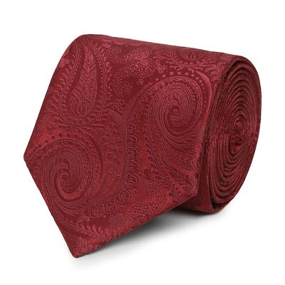 Men Maroon Woven Design Broad Tie