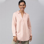 Women Pink Shirt Collar Tunic