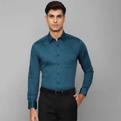 Men Blue Slim Fit Pure Cotton Formal Shirt