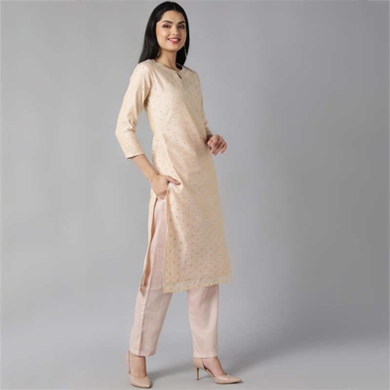 Women Cream-Coloured Ethnic Motifs Kurti with Salwar & Dupatta