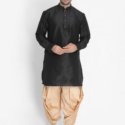 Men Gold-Toned Pleated Solid Dhoti