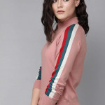 The Lifestyle Co Pink Knitted Top With striped Detail