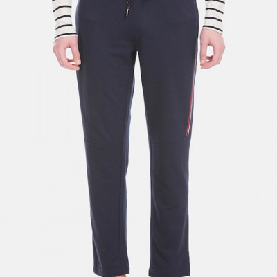 Men Navy Blue Striped Lounge Pants